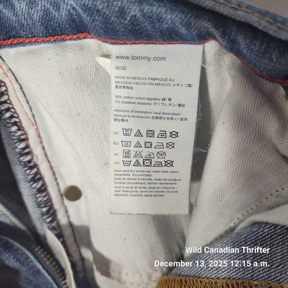 Tommy Hilfiger 36x30 Distressed Light Blue Denim Jeans Cotton - Picture 4 of 6